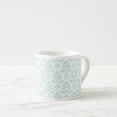 Tasse Expresso Feuille Damask Patte Light Turquoise sur blanc (Devant droit)