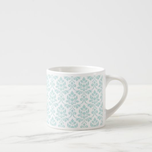 Tasse Expresso Feuille Damask Patte Light Turquoise sur blanc (Droite)