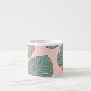 Tasse Expresso Feuille de Monstera : Motif Vintage tropical