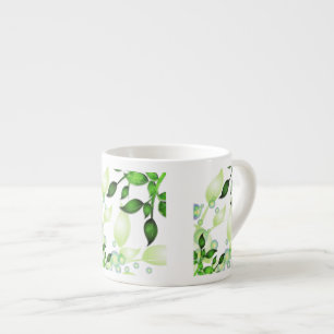 Tasse Expresso Feuilles de jardin frais sur blanc
