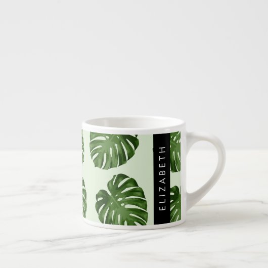 Tasse Expresso Feuilles de palme, Motif tropical, Votre nom (Droite)