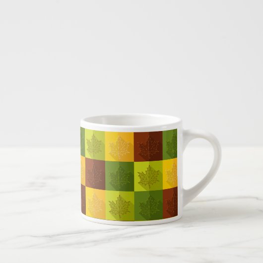 Tasse Expresso Feuilles d'érable d'automne, brun, or, vert (Droite)