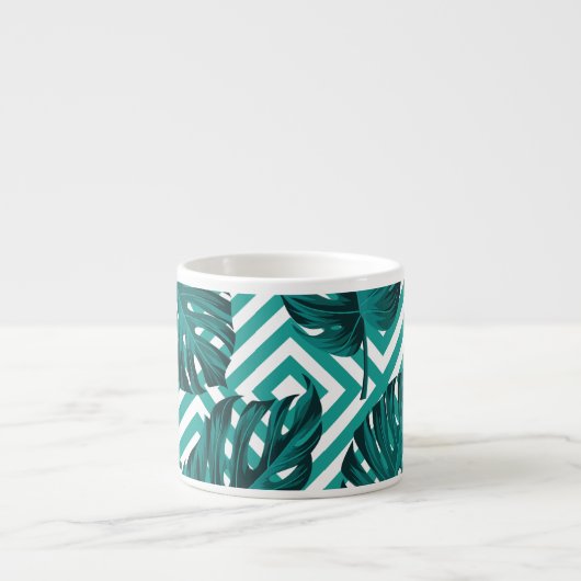 Tasse Expresso Feuilles tropicaux : Motif Floral sans joint. (Devant)