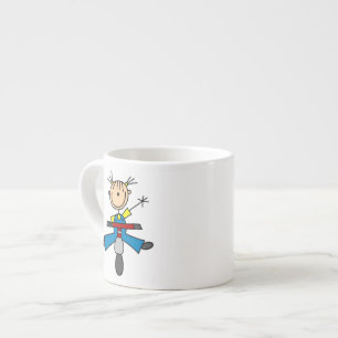 Tasse Expresso Fille bonhomme allumette conduisant un scooter