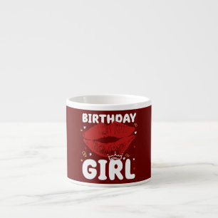 Tasse Expresso Fille d'anniversaire féminine Lèvres rouges 