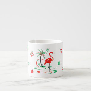 Tasse Expresso Flamant rose de Noël rouge Baubles muqueuse espres