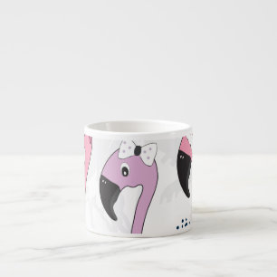 Tasse Expresso Flamant rose d'été : Illustration Vintage de plage