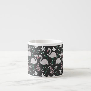 Tasse Expresso Flamant rose motif transparent blanc sur arrière -