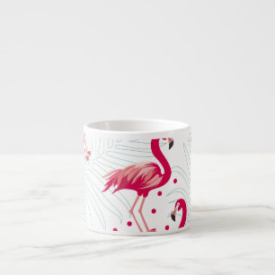 Tasse Expresso Flamingo tropical et feuille, motif d'été.
