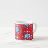 Tasse Expresso Flammes de neige et étoiles rouges et bleues (Devant droit)