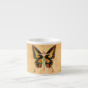 Tasse Expresso Flapper Butterfly Flying Woman Illustration