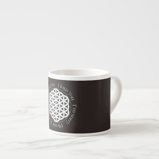 Tasse Expresso Fleur de vie Ho'oponopono Boug de spécialité (Devant droit)