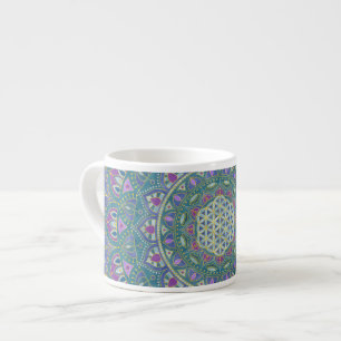 Tasse Expresso Fleur de Vie - Mandala de style indien 1