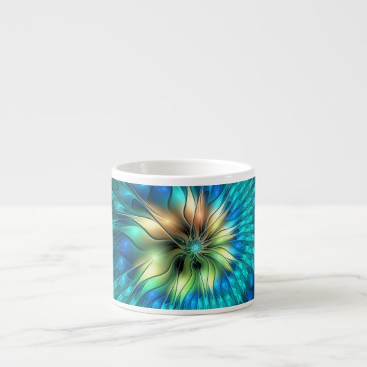 Tasse Expresso Fleur d'Imaginaire lumineux, Fractale Abstraite co (Devant)