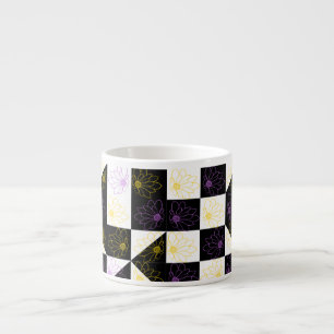 Tasse Expresso fleur en Monochrome motif de contrôle esthétique