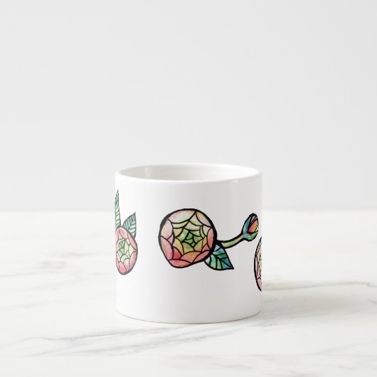 Tasse Expresso Fleur Ranunculus Illustration Fleurs roses mignonn (Devant)