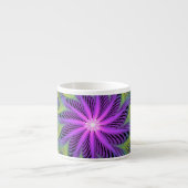 Tasse Expresso Fleur verte violette Art fractal abstrait moderne (Devant)
