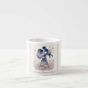 Tasse Expresso Fleurissant grâce à vous Mère Enfant Silhouettes F