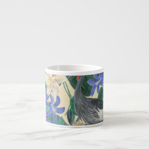 Tasse Expresso Fleurs Bleues Plumeria, Aquarelle Sans Couleur.