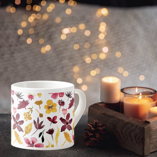 Tasse Expresso Fleurs d'aquarelle en or de Bourgogne