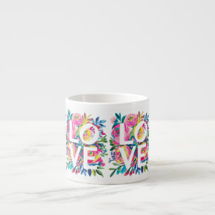 Tasse Expresso Fleurs d'aquarelle florales colorées - Roma