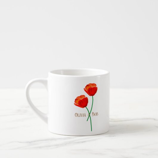 Tasse Expresso Fleurs de pavot rouge personnalisées (Gauche)