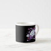 TASSE EXPRESSO FLEURS LILAS, FOND NOIR (Devant droit)