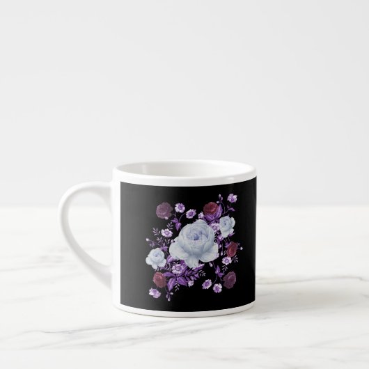 TASSE EXPRESSO FLEURS LILAS, FOND NOIR (Gauche)