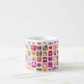 Tasse Expresso fleurs mignonnes, oiseaux, motif de carrés de (Devant)