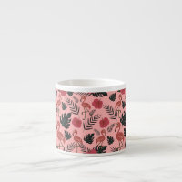 Fleurs motifs et feuilles flamands roses