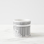 Tasse Expresso Fleurs noires et blanches à rayures (Devant)