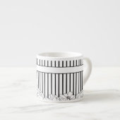 Tasse Expresso Fleurs noires et blanches à rayures (Devant droit)
