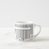Tasse Expresso Fleurs noires et blanches à rayures (Droite)