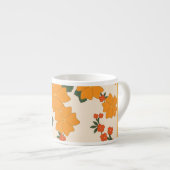 Tasse Expresso Fleurs Oranges, Motif De Fleurs, Votre Nom (Devant droit)