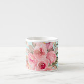 Tasse Expresso Fleurs rose pâle sur bleu clair (Devant)
