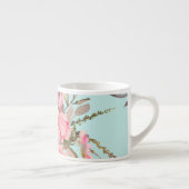 Tasse Expresso Fleurs rose pâle sur bleu clair (Droite)