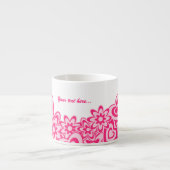 Tasse Expresso Fleurs roses mignonnes et coeurs avec un nom (Devant)