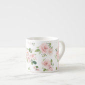 Tasse Expresso Fleurs roses, Roses, Fleurs Aquarelles, Votre Nom (Devant droit)
