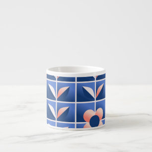 Tasse Expresso Fleurs stylisées rétro : motif en mosaïque.