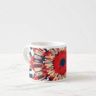 Tasse Expresso FLEURS SUN Abstraites - bleu rouge + votre backgr.