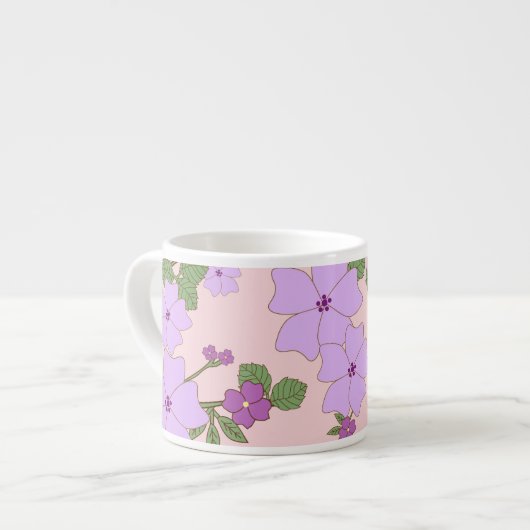 Tasse Expresso Fleurs Violettes, Modèle Floral, Motif De Fleurs (Devant gauche)
