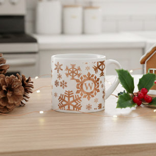 Tasse Expresso Flocon de neige de Noël Monogram mignon cadeau de