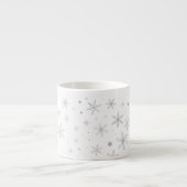 Tasse Expresso Flocon de neige de scintillement - gris et Blanc (Devant)