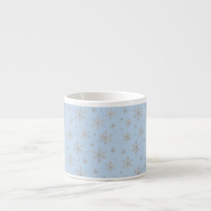 Tasse Expresso Flocon de Neige Élégant en Argent Vacances d'Hiv