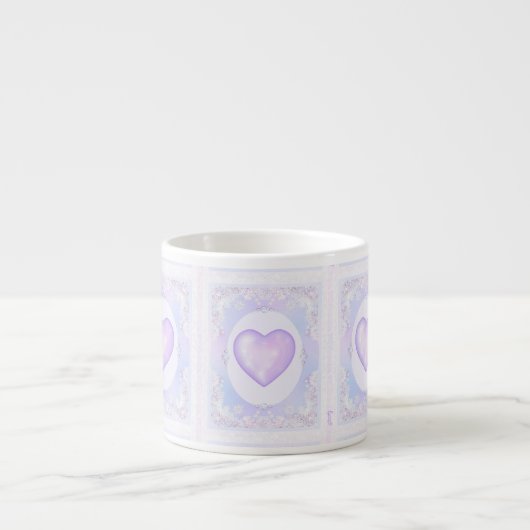 Tasse Expresso flocon de neige violet clair et coeur étincelant (Devant)