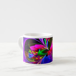 Tasse Expresso Floral moderne Art Abstrait Rouge Bleu Motif #12