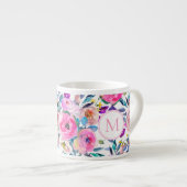 Tasse Expresso Floral rose monogramme (Devant droit)