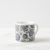 Tasse Expresso Flore d'impression florale de fleurs bleues antiqu (Devant droit)