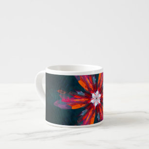 Tasse Expresso Flore Mandala Flowers Orange Red Blue Abstract