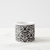 Tasse Expresso Flourish Damask Pattern Black on Cream (Devant)